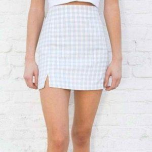 Brandy Melville Baby Blue Checkered Mini Skirt